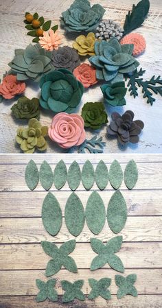 Cute felt succulents and flowers. Perfect for headbands, DIY wreaths, garlands and vertical gardens. #ad #felt #succulent #flower #DIY #crafts #wreath #garland #headband #homedecor