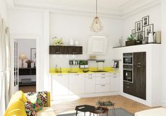 Arredamento cucina moderna con mobili di colore verde oliva e ... Cucina moderna arredamento