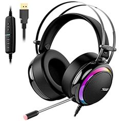 XHN Gaming Headset with Mic for PC PS4 Comfort Earmuffs Noise Cancelling Over Ear Gaming Headphone Mic Easy Volume Control for Playstation 4 Lightweight