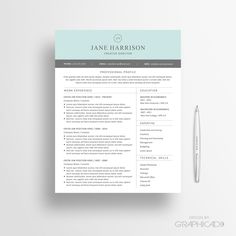 Professional Resume Template For Word | ♥ Etsy | Pinterest