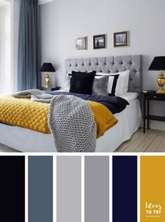 Blue Bedroom Colors, Bedroom Color Schemes, Navy Blue Bedrooms, Gray Bedroom