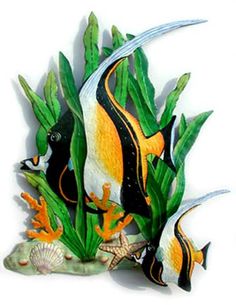 Tropical Wall Decor metal art - tropical fish wall hanging, outdoor wall art, hand Tropical Wall Decor metal art - tropical fish wall hanging, outdoor wall art, hand