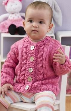 Seeds of Spring Baby Cardi Free Knitting Pattern from Red Heart Yarns