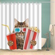 Playful Colorful Kittens Cat Shower Curtain