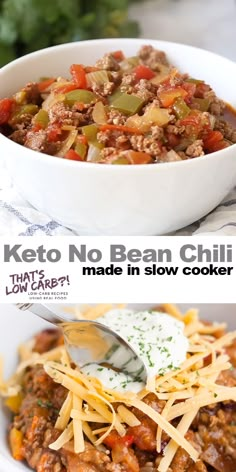 Keto Chili recipe that is whipped together in just 10 minutes and cooked all in the slow cooker. This is the easiest healthy weeknight dinner the whole family will love. #keto #ketodinner #ketodiet #ketorecipes #recipes #lowcarb #lowcarbdinner #lowcarbrecipes #slowcooker #slowcookerrecipes #crockpot #chili Real Food Recipes, Paleo Food, Food Tips