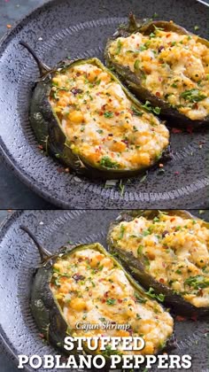 A recipe for gorgeous poblano peppers stuffed with Cajun seasoned shrimp, Manchego and goat cheese, and basil, then baked or grilled. #StuffedPeppers #Shrimp #Cajun #CajunShrimp #Poblano #StuffedPoblanos #Dinner A recipe for gorgeous poblano peppers stuffed with Cajun seasoned shrimp, Manchego and goat cheese, and basil, then baked or grilled. #StuffedPeppers #Shrimp #Cajun #CajunShrimp #Poblano #StuffedPoblanos #Dinner