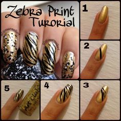 55 Best Animal Print Nails Images Prints Patterns Zebra Print Nail Tutorial By Marisol Ig Gold Glitter And Animal What More Could You Want Create These Easy Fun Nails With This Step How