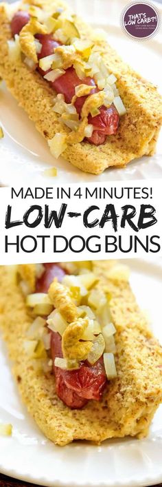 These fast and easy hot dog buns take only 4 minutes to make! They are dairy free, gluten-free and only 3 net carbs per bun! ~ https://www.thatslowcarb.com #LowCarb #lowcarbdiet #keto #ketodiet #recipe #recipeoftheday #grilling #summer #glutenfree #glutenfreerecipe #dairyfree #lowsugar #lowsugardiet Easy Hot Dog Buns, Hot Dog Buns Recipe, Bun Recipe, Homemade Recipe, Low Carb Dinner Recipes, Diabetic Recipes, Real Food Recipes, Dog Recipes