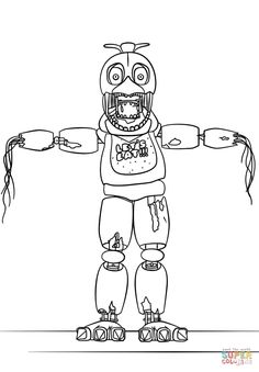 FNaF Withered Chica Coloring Page