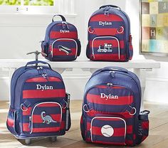 Pottery Barn Kids Fairfax Travel Case Navy Blue Red iPad Tablet