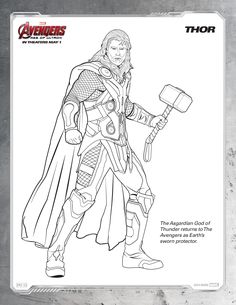 free printable marvel avengers thor coloring page