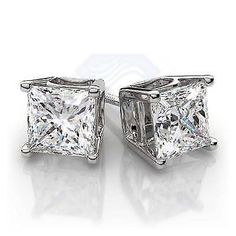 2.25 Ct Princess Canary Earrings Studs Cut Screw Back Real Solid 14K Yellow Gold