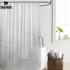 PEVA Waterproof Shower Curtains Bathroom Bathing Curtain with Hooks 8 Sizes UK