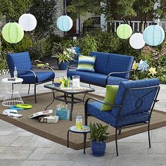 27 Best Small Patio Furniture Images Bailey 4 Piece Seating Set Blue Limited Availability Small Patio Furniture