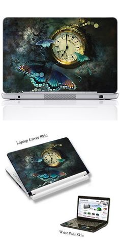 TaylorHe 17/" Laptop Skin Cover Vinyl Sticker Purple Butterflies for Girls