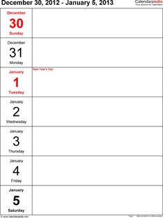 weekly calendar excel template