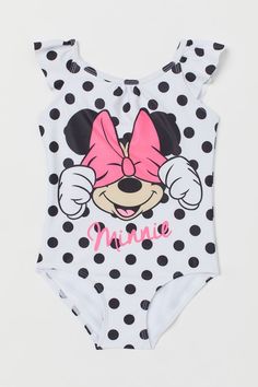 DISNEY STORE MINNIE MOUSE SWIMSUIT FOR BABY COLORFUL RUFFLES 3-D EARS /& BOW