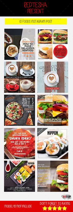 psd food restaurant banners template only available here a http 10 foods instagram post photoshop psd food social media promotion available here