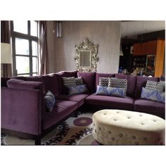 57 Best Ideas To Go With Purple Sofa Images In 2018 Color Re Upholstered Plum Velvet Sofa And Sand Ottoman With Nailhead Flower Motif