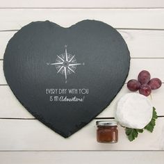 Personalised Diamond Slate Plaque with Hearts Laser Engraved Mothers Day Gift