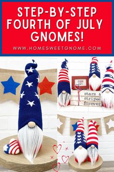 8 Pieces 4th of July Gnome Independence Day Hanging Ornaments Patriotic Gnomes Red Blue White American Gnome Doll Decorations Handmade Plush Veterana Day Elf Home Wall Decor