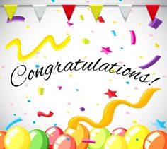 Congratulation card template with colorful balloons Free Vector - BestGrap Congratulations Promotion, Congratulations Images, Hearty Congratulations, Congratulations Graduate, Graduation Wishes Quotes, Make Your Own Banner, Wishes For Daughter, Prayer Images, Kitty Party Games