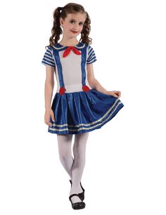 Robe style marin fille robe d/'été blanc marine Costume 3 6 12 24 m