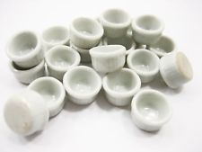White Round Bowls Dollhouse Miniatures Ceramic Supply Food 10880 20 x15 mm