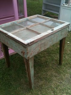 Shadow Box Table From Old Window Sash Coffee In Red This Is Lovely Old Window Frame Table