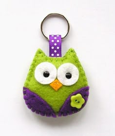 Cute Birds on Black Key Fob Fabric Key Chain