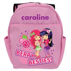 NEW Strawberry Shortcake Kids School Backpack Rucksack Book Bag BADGE