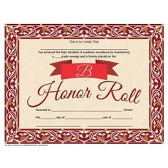 a honor roll certificates printable
