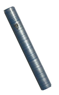 Art Judaica Simple Aluminum Semi-Round Mezuzah Case 10 Cm Blue