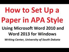 how to set up apa format