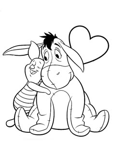 Resultado de imagem para ursinho pooh e leitão para colorir Disney Coloring Sheets, Pooh, Disney Colors, Eeyore, Valentine Coloring Pages