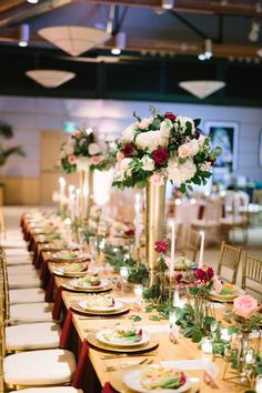 5139 Best Table Decor For Weddings Parties Images On Pinterest In Gold And Burgundy Reception Weddingreception Tabledecor Centerpieces Flowers Bridal Party Robes