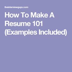 resume 101 examples