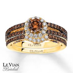 Le Vian 14k Strawberry Gold Bridal Set Chocolate Diamonds 1 3 4 Levian Chocolate Diamonds 1 3 Ct Tw Bridal Set 14k Gold