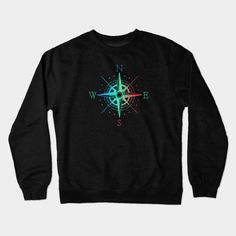 Drawing of Hipster Compass Unisex Crew Neck Sweatshirt