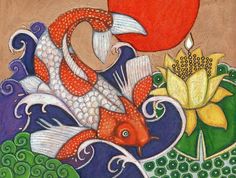 Colorful Japanese Koi Carp Fish Animal Print By Lynnette Shelley Colorful Japanese Koi Carp Fish Animal Print By Lynnette Shelley