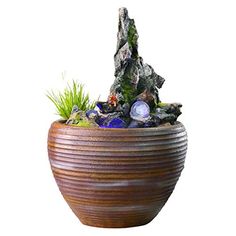 Room Decoration 110V Indoor/&Outdoor Relaxation Feng Shui Fountains Simulation Rockery Tabletop Waterfall Fountain with LED Lights /& Atomizer for Office Desktop Water Fountain