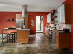 91 Best Colorful Kitchens Images In 2018 Add Some Warmth To A Modern Kitchen With Wall Color That Features Hues Of Red And Orange Get The Look These Featured Behr Paint Colors Walls