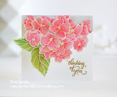 HYDRANGEA SPRING FLOWER PINK FLORAL BOTANICAL EMBOSSED GERMAN PAPER SCRAP CARD