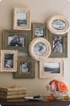 Chunky Wood Shabby Chic Multi Photo Frame Wall Hanging Frame Rustic style