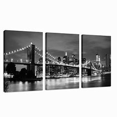 framed huge 3 panel modern city art chicago skyline giclee canvas