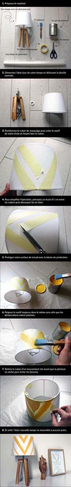 Lampara DIY con cintas de colores - peindre avant de tapisser Lampara DIY con cintas de colores - peindre avant de tapisser