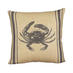Nautical | Crab pillow, Pillows, Burlap Crab Outdoor Throw Pillow Highland