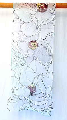 272 Best Silk Painting Ideas Images Paint Painted Hand Painted Silk Scarf White Magnolia By Silkscarvestakuyo Chiffon Clothes