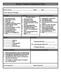 sample parent teacher conference form