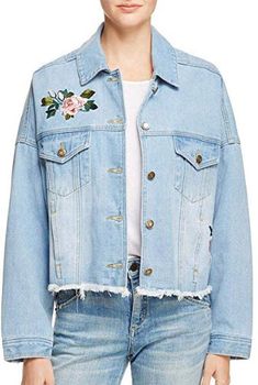 Hiuwa Womens Denim Jacket Hole Boyfriend Style Long Sleeve Vintage Jean Jacket Hiuwa Womens Denim Jacket Hole Boyfriend Style Long Sleeve Vintage Jean Jacket